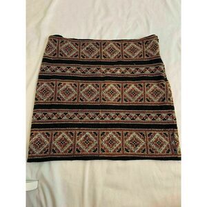Stella Forest Paris Womens New Embroidered Black Beige Mini Skirt 36 Xs US 2